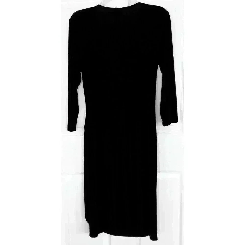 Chico's Travelers faux wrap dress size 1 black 3/4 sleeve career slinky - Picture 3 of 5
